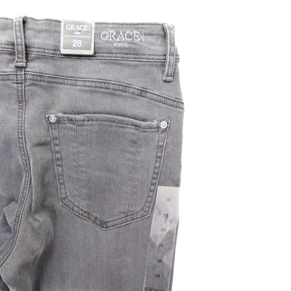 GRACE in LA Destroyed Button Fly Easy-Rise Vintage Black Skinny Jeans 28 6 NEW - Picture 13 of 13